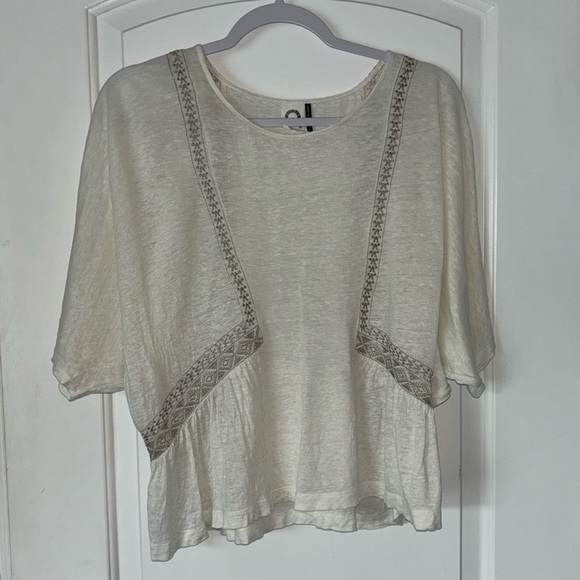 Anthropologie Tops - Akemi + Kim Dolman linen embroidered shirt blouse Boho S Anthropologie